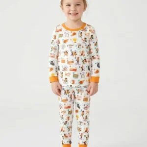 Basketball Alphabet Bamboo Two Piece Long Sleeve Pajama Set
