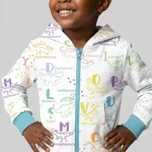Dino Alphabet ABC Bamboo Zip Hoodie