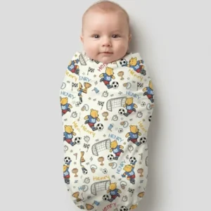 Personalized Classic Bear World Soccer swaddle blanket