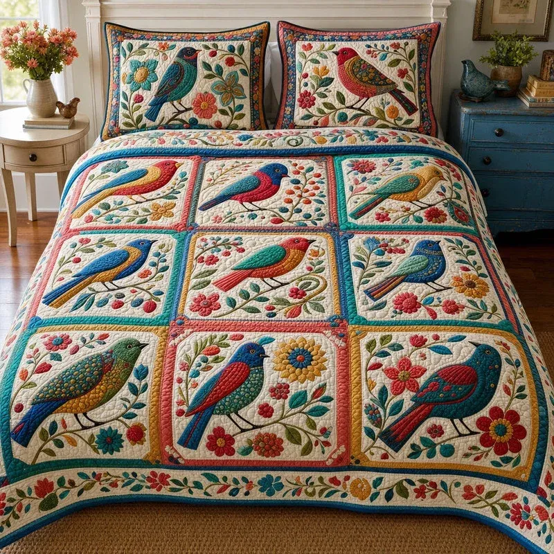 Ivory Chevron Bamboo Quilt Bedding Set