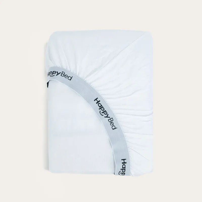 HappyBed Jersey hoeslaken wit van zacht, ademend katoen met elastische band voor perfecte pasvorm