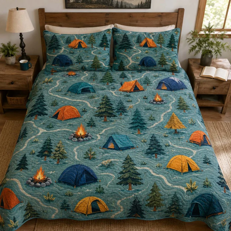 Lakeside Tent Adventure Bamboo Quilt Bedding Set