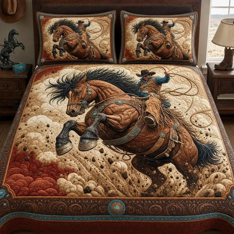 Lasso Cowboy Bamboo Quilt Bedding Set