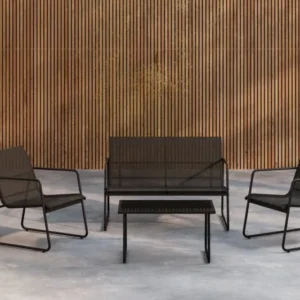 Loungeset Novara – 4-teiliges Outdoor-Set aus Stahl mit Glastisch in 2 Farben