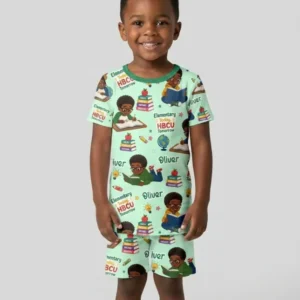 Custom Name Elementary Today HBCU Tomorrow Bamboo Two Piece Short Sleeve Shorts Pajama Set