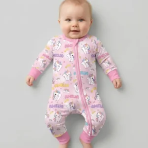 Custom Name Kawaii Unicorn Birthday Bamboo Convertible Zippy