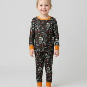 Backyard BBQ Party Family Matching Bamboo Two Piece Long Sleeve Pajama Set