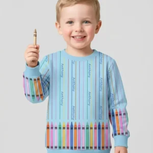 Custom Name Crayon Lines Bamboo Crewneck Sweatshirt