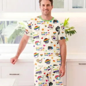 Rainbow Paws Family Matching Bamboo Men Short Sleeve Short Pajama Set