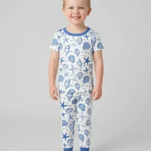 Coastal Charm Family Matching Bamboo Two Piece Short Sleeve Pajama Set