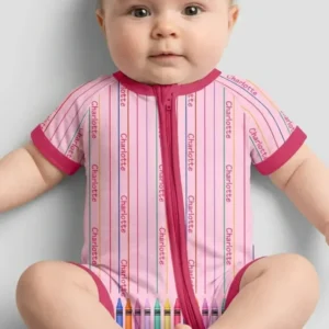 Custom Name Crayon Lines Bamboo Shorty Zippy