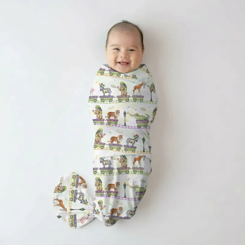 Mardi Gras Jungle Krewe Bamboo Swaddle Blanket