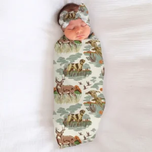 Vintage Hunting Season Daddy& Me Matching Bamboo Swaddle Blanket