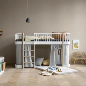 Lit Mezzanine Mi-haut Wood Original, Blanc/Chêne OLIVER FURNITURE