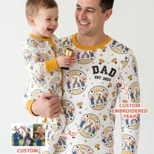 Personalized Family Matching Father's Day Embroidered Bamboo Men's Pajama Set
