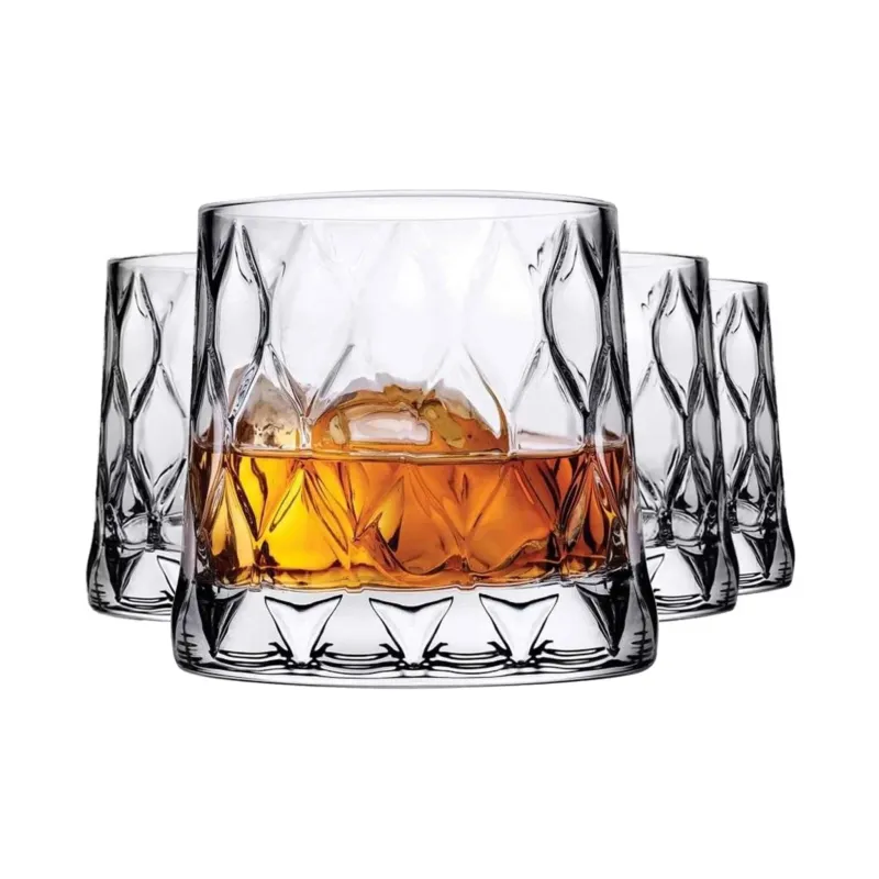 HELDENA Leafy Whiskygläser 300 ml, 4er Set aus transparentem Glas
