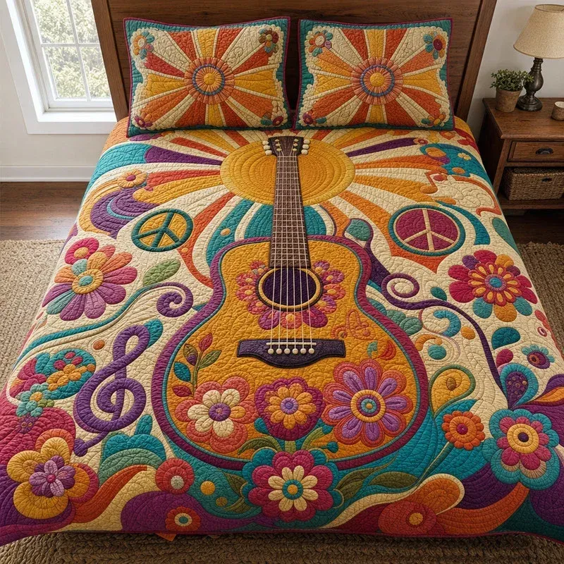 Peace Melody Bamboo Quilt Bedding Set