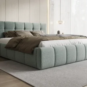Designer Polsterbett Helena in Strukturstoff mit Stauraum
