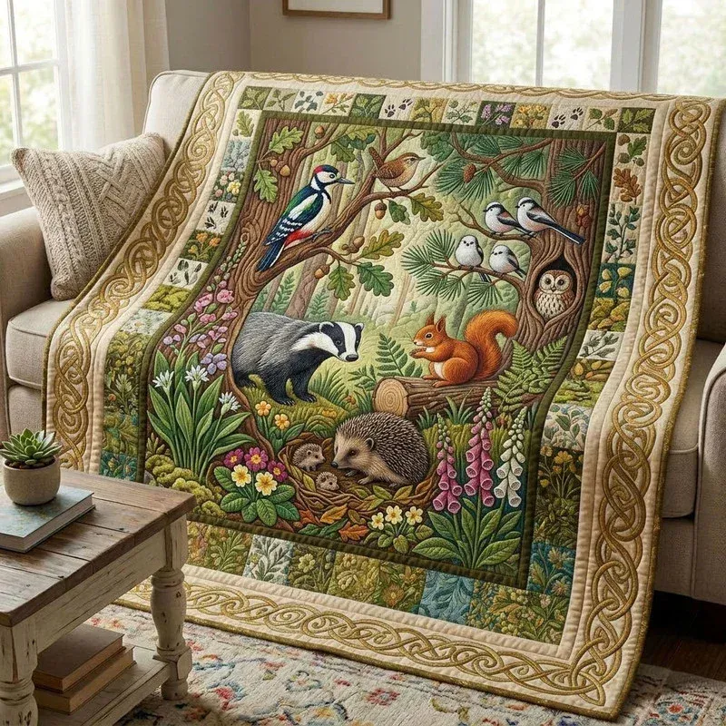 Rustic Woodpecker Trail Bamboo Quilt Blanket
