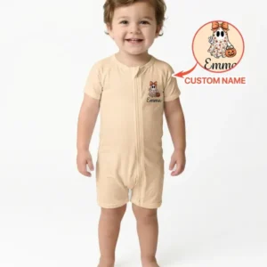 Personalized Baby Girl Halloween Ghost Bamboo Shorty Zippy