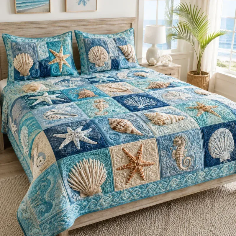 Ocean Whisper Bamboo Quilt Bedding Set