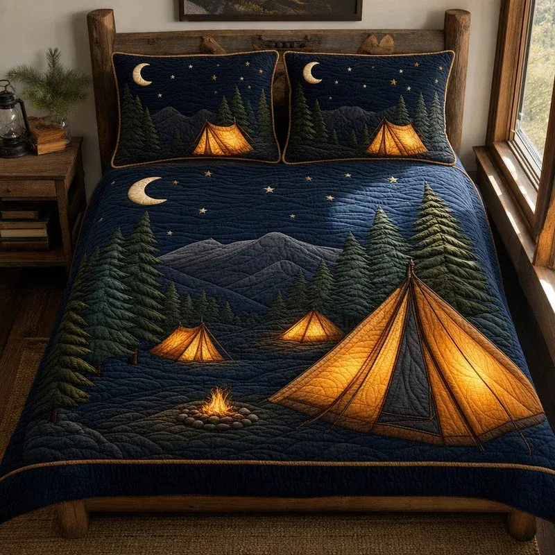 Starry Glamping Bamboo Quilt Bedding Set