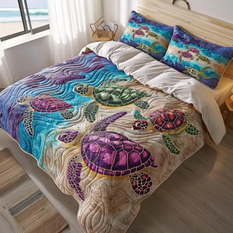Turtle Quiet Shores Bamboo Quilt Bedding Set