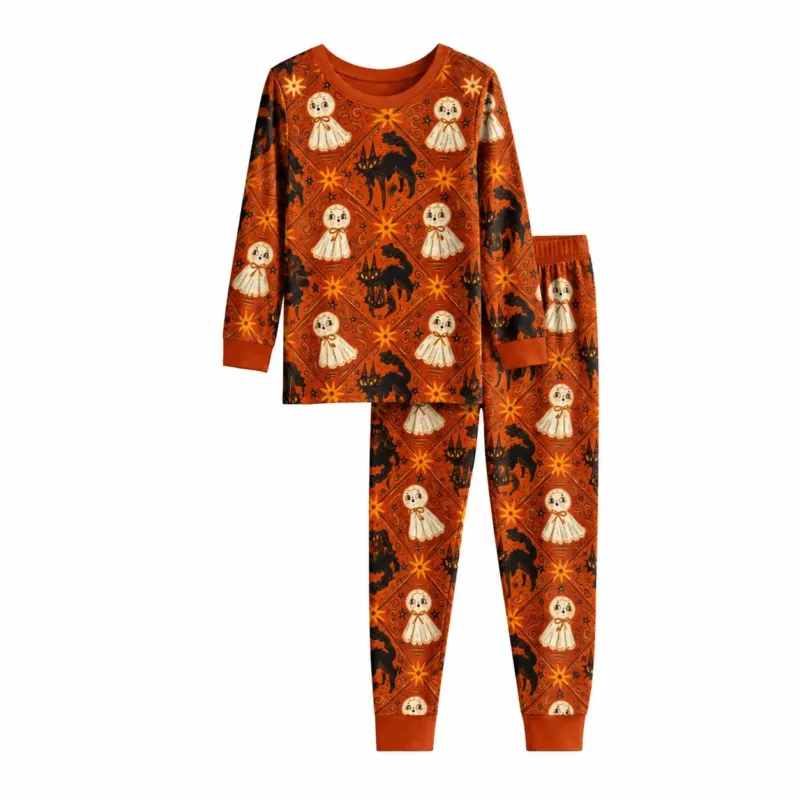 Vintage Ghost Night Bamboo Two Piece Long Sleeve Pajama Set – Bild 2