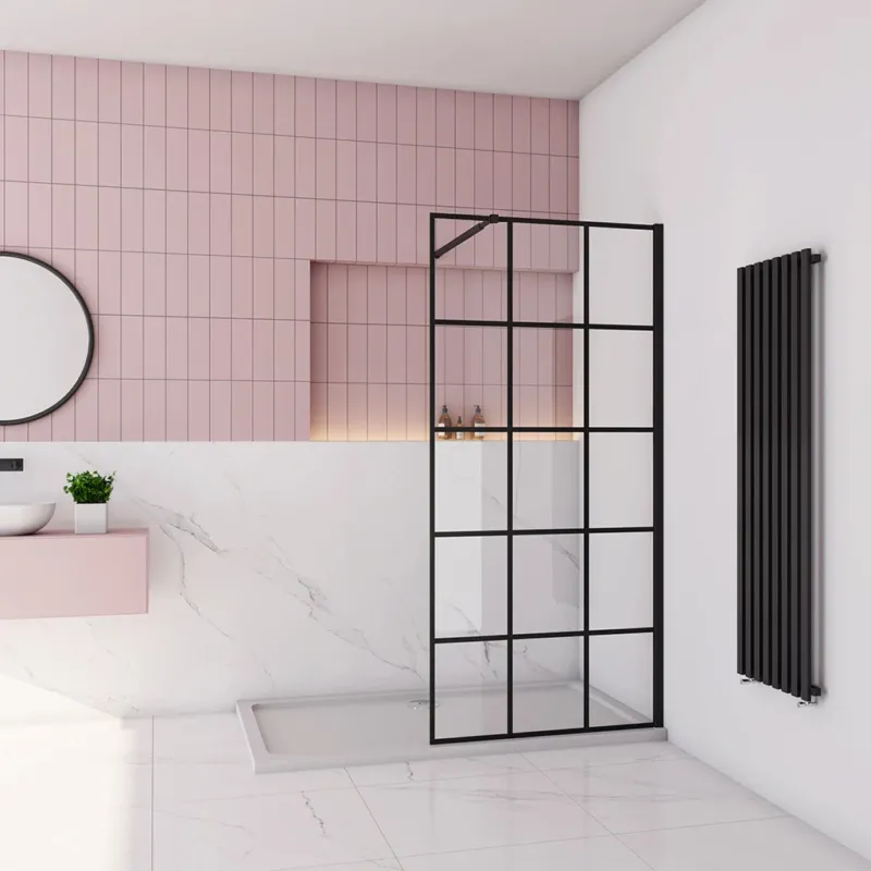 Duschabtrennung Walk-In-Dusche 8mm NANO Glas 120 x H.200 cm mit 73-120cm Stabilisationsstange