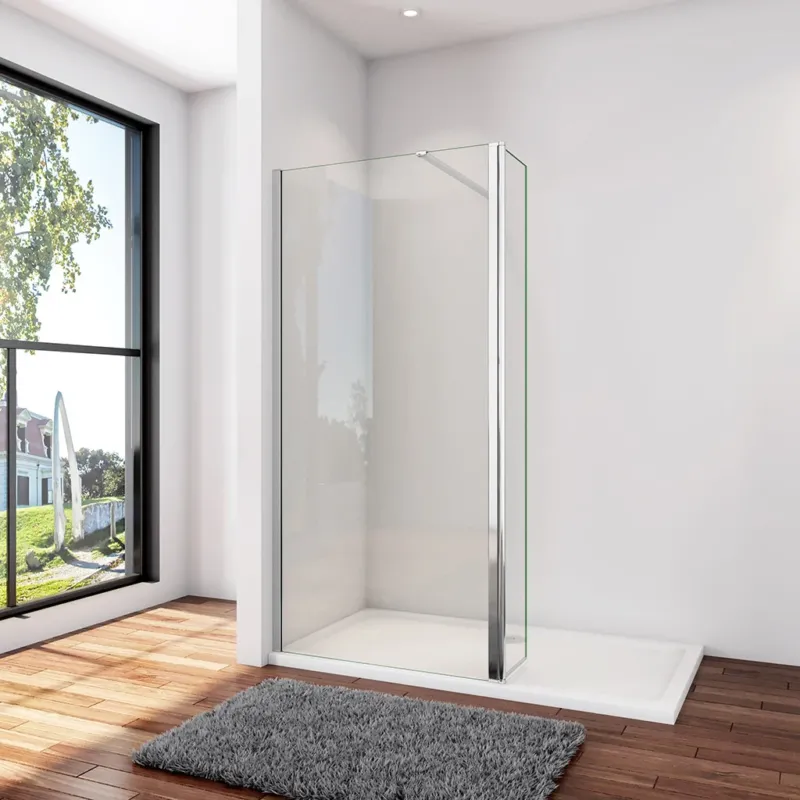 Walk In Dusche Duschwand 120+30 x H.200 cm 8mm NANO Glas Aluminiumprofil Duschhaus