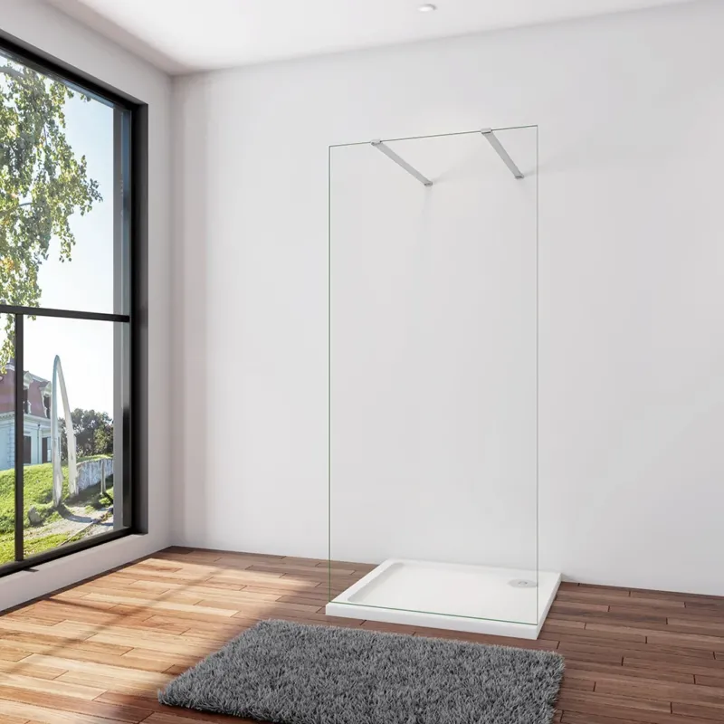Walk In Duschtrennwand 157.7 x H.200 cm 8mm NANO Glas Stabistange 90 cm Duschhaus