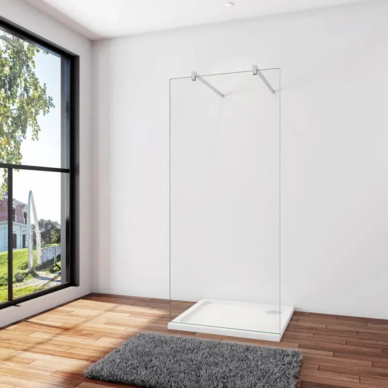 Duschwand Duschabtrennung 27.7 x H.200 cm 8mm NANO Glas Stabistange 140 cm Duschhaus