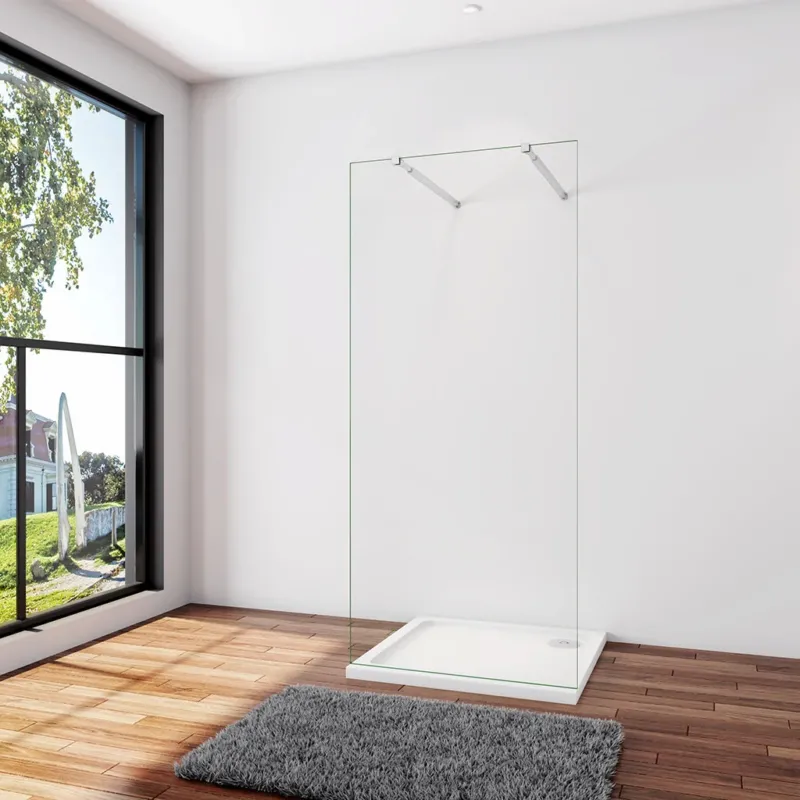 Duschabtrennung Duschwand 82.7 x H.200 cm 8mm NANO Glas Stabistange 73-120 cm Dusche