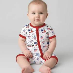 Doodle American Flag Glasses Family Matching Bamboo Shorty Zippy