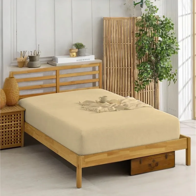HELDENA Spannbettlaken Beige aus 100% Baumwolle