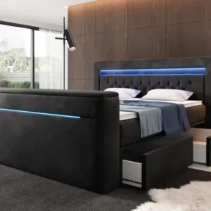 Boxspringbett Jupiter mit TV Lift, RGB und Stauraum - Luxusbetten24