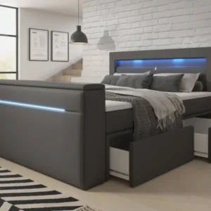 Boxspringbett Rinori mit TV Lift, USB, LED und Stauraum - Luxusbetten24