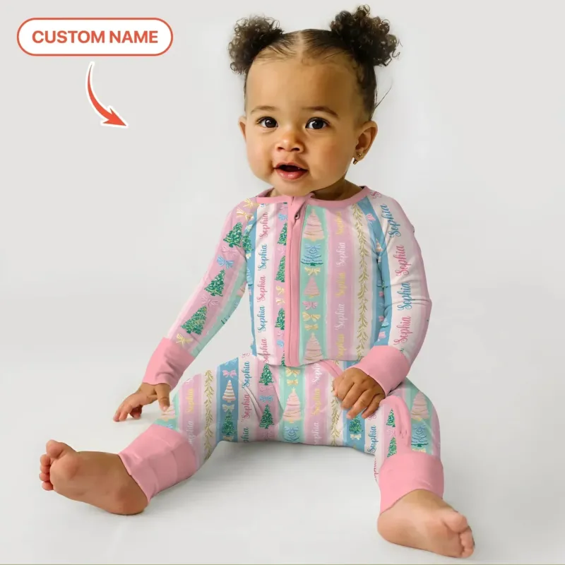 Candy Ribbon Christmas Custom Name Convertible Zippy , Candy Ribbon Christmas Custom Name Convertible Zippy - 0-3M