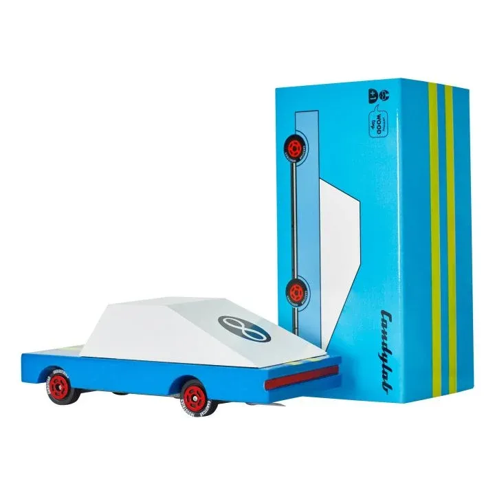CANDYLAB-Voiture Blue Racer en Bois Bleu-Les Petits