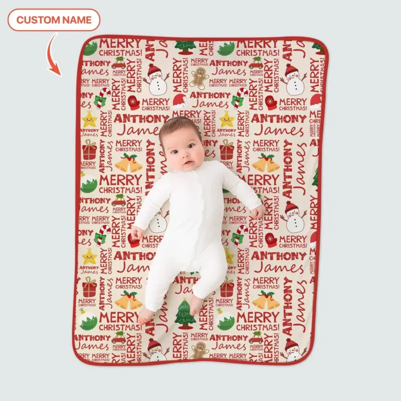 Custom Name Merry Christmas Toddler Blanket , Custom Name Merry Christmas Toddler Blanket - Default Title