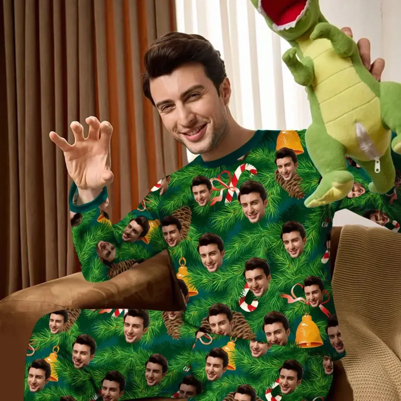 Custom Photo Christmas Men's Pajama Set , Custom Photo Christmas Men's Pajama Set - Only Shirt / XS