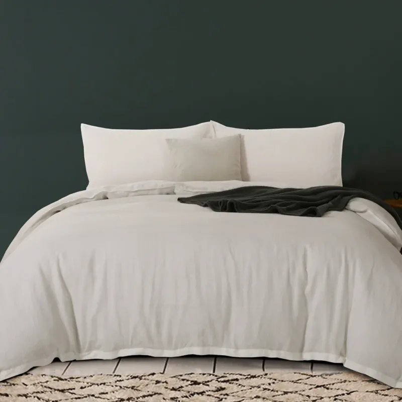 Studio Collection Ecru French Linen Duvet Cover Set with Shams