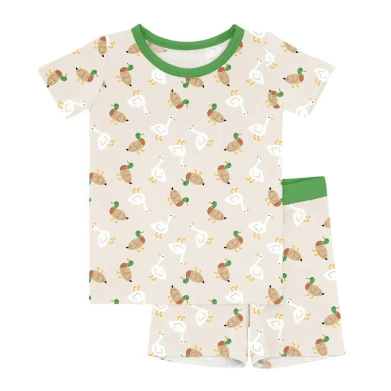 Geese And Ducks Two Piece Short Sleeve Shorts Pajama Set , Geese And Ducks Two Piece Short Sleeve Shorts Pajama Set - 12-18M
