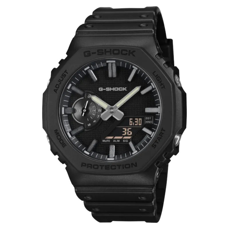 G‑SHOCK Herrenarmbanduhr mit schwarzem Resinband und schwarzem Zifferblatt