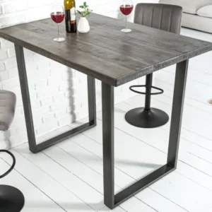 IRON CRAFT Massiver Bartisch 120cm grau Mangoholz Stehtisch Industrial Design
