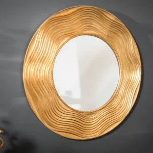 Eleganter Wandspiegel CIRCLE 100cm gold rund mit verziertem Rahmen