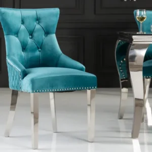 Barock Stuhl CASTLE DELUXE Samt Löwenkopf Chesterfield Design Esszimmerstuhl Nieten