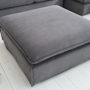 Großer Fußhocker HEAVEN 100cm grau Cord Modern Design