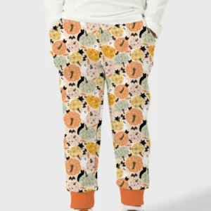 Floral Pumpkin Ghost Halloween Bamboo Jogger