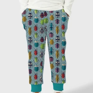 Colorful Beetle Bugs Vintage Blue Bamboo Jogger